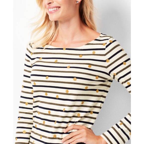 TALBOTS STRIPE-DOT BATEAU TOP | Sz PM (NWT) - Picture 2 of 7